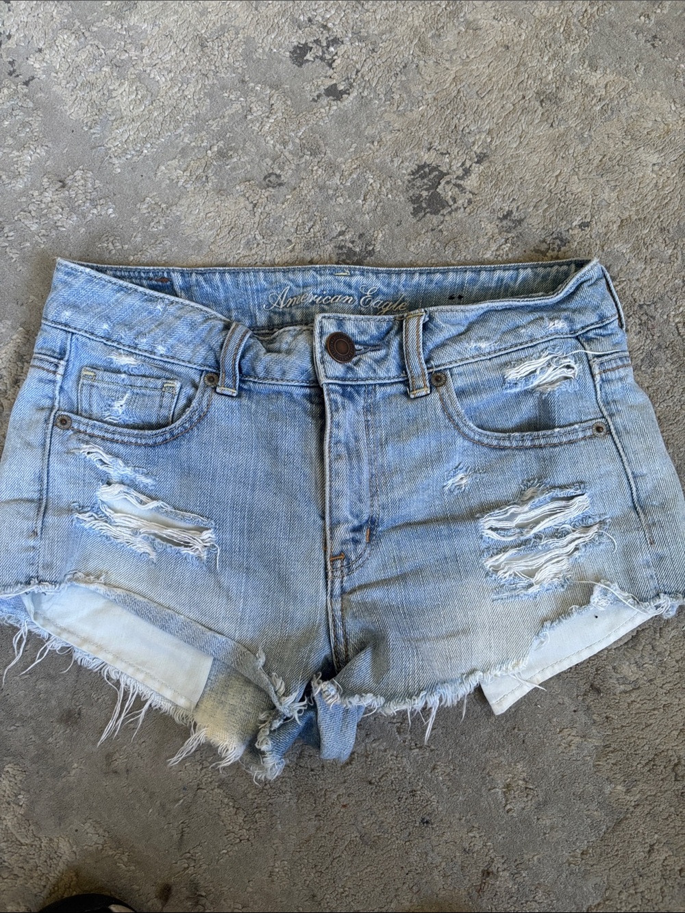 American Eagle Outfitters Light Wash Distressed Denim Shorts